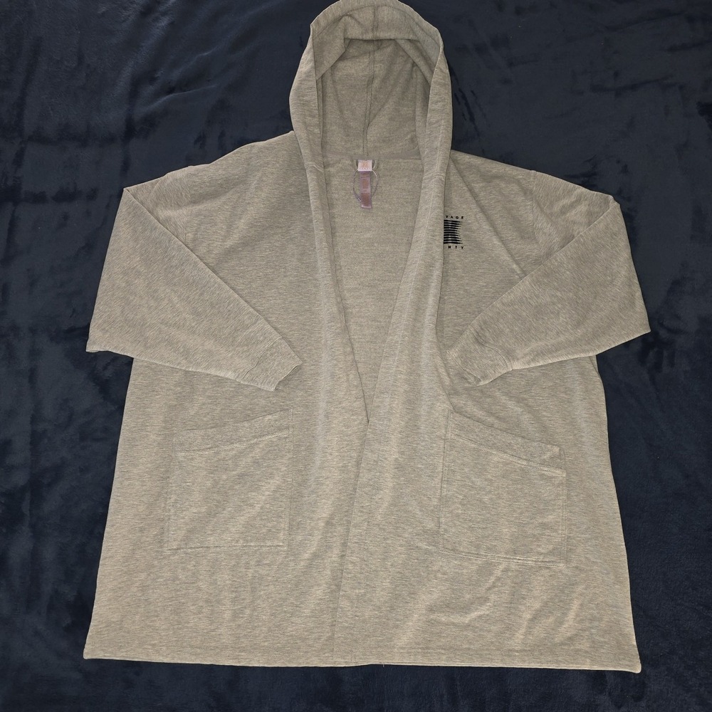 Savage X Fenty Women's Gray Forever Savage Short Robe Cardigan Size X-Large XL